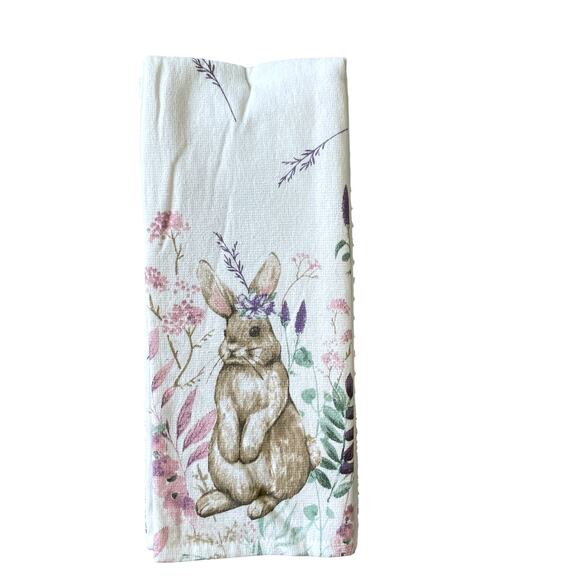TAHARI HOME Kitchen Towels 3pk Easter Bunny Rabbit Spring Floral 18" X 28" New - Picture 15 of 16